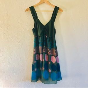 Tricia Fix Anthro Dress Green Polka Dot S